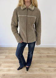 medium grey suede style zip up jacket photo 2