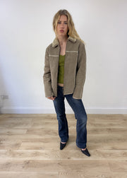 medium grey suede style zip up jacket photo 4