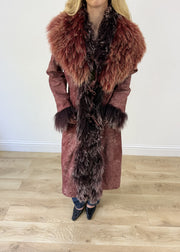 medium purple faux suede afghan style coat photo 2