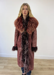 medium purple faux suede afghan style coat photo 3