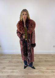 medium purple faux suede afghan style coat photo 4