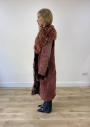 medium purple faux suede afghan style coat photo 5