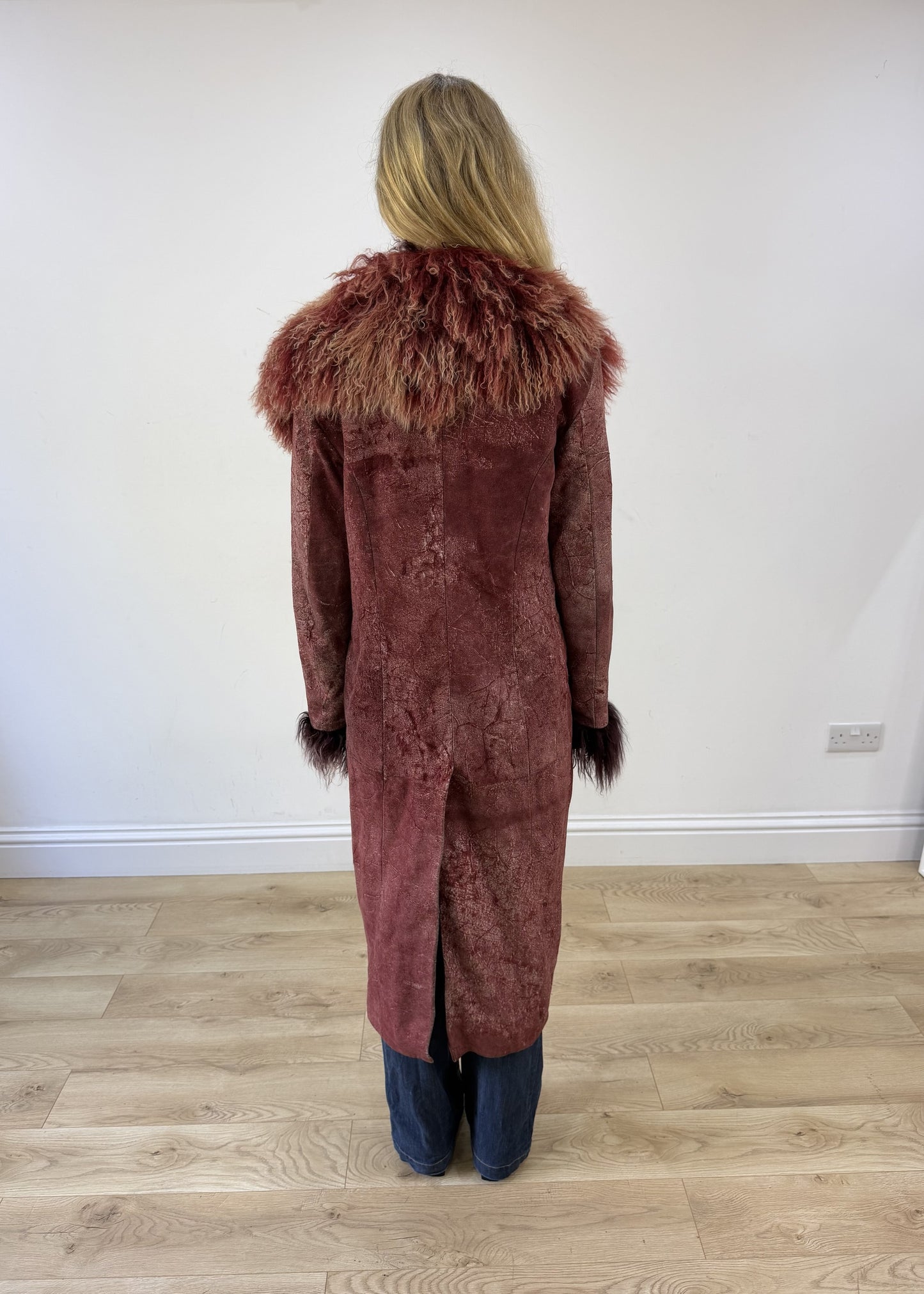 medium purple faux suede afghan style coat photo 7