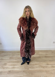 medium purple faux suede afghan style coat photo 8