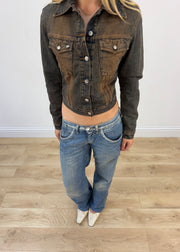small acid wash denim button up jacket image 5