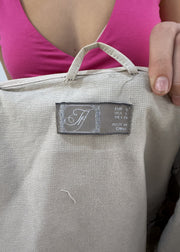 small beige hooded peacoat jacket label