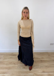 small beige long sleeve top front