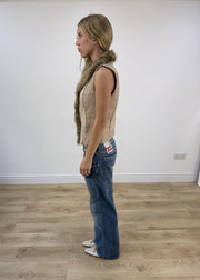 small beige orsay faux fur gilet left side