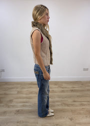 small beige orsay faux fur gilet right side