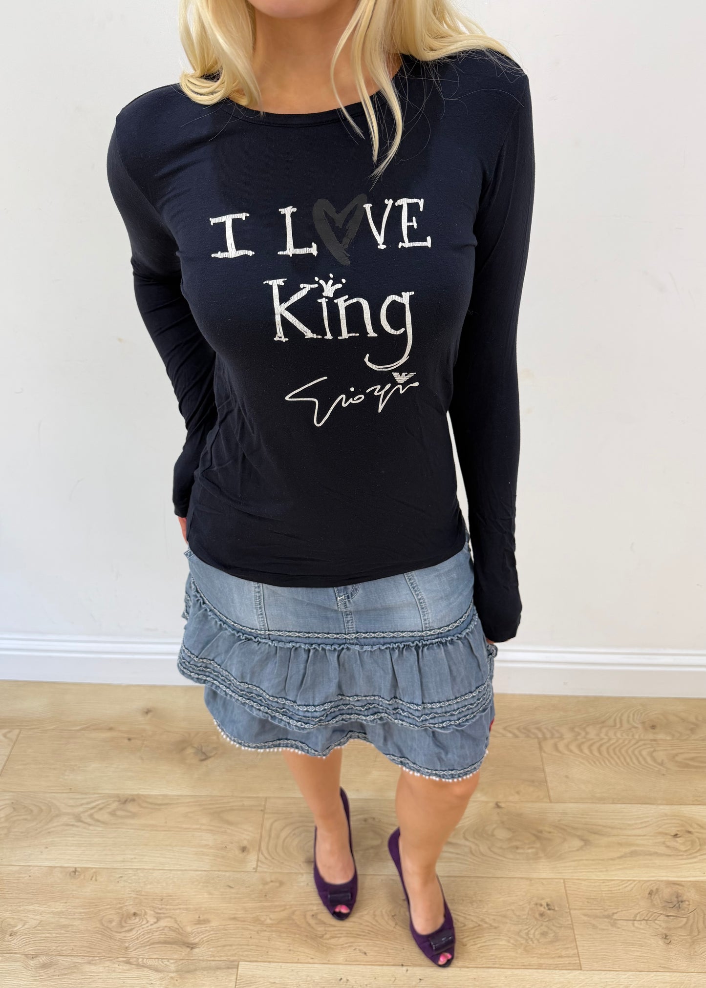 small black armani long sleeve top aesthetic headless