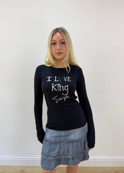 small black armani long sleeve top front detail