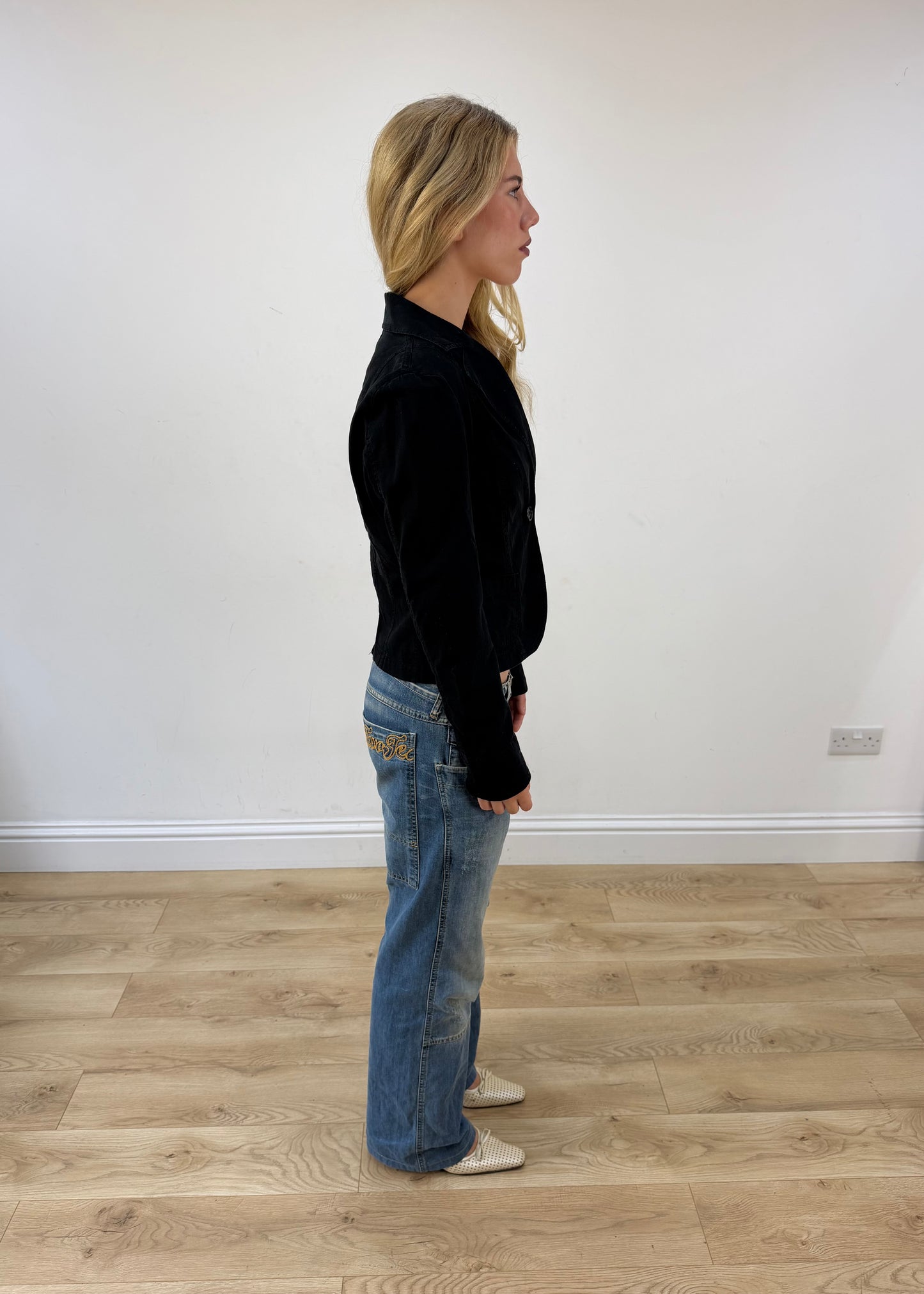 small black benetton fitted blazer image 5