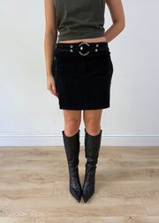 small black corduroy mini skirt aesthetic headless