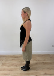 small black crochet halterneck top side
