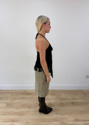 small black crochet halterneck top other side