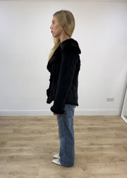 small black guardaroba faux suede jacket left side