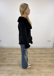 small black guardaroba faux suede jacket right side