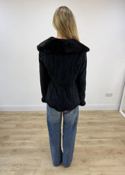 small black guardaroba faux suede jacket back