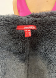 small black guardaroba faux suede jacket label