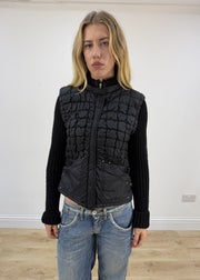 small black guess quilted puffer jacket close front