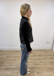 small black guess quilted puffer jacket right side