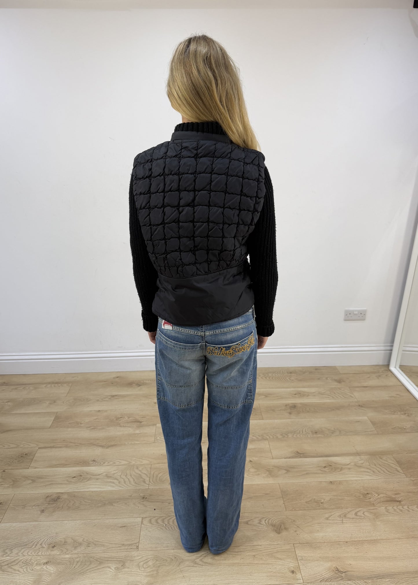 small black guess quilted puffer jacket back
