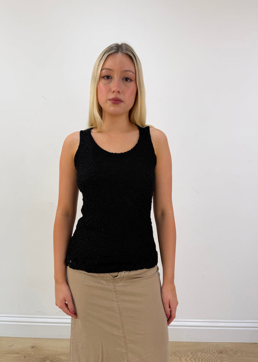 small black lace tank top front