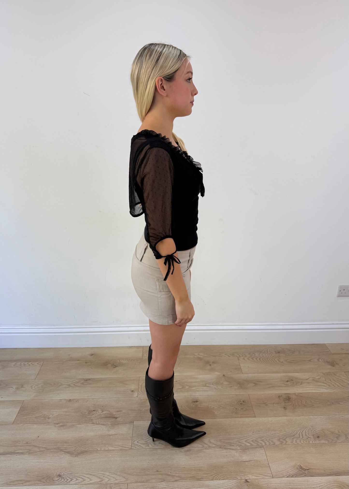 small black mesh bolero cardigan other side