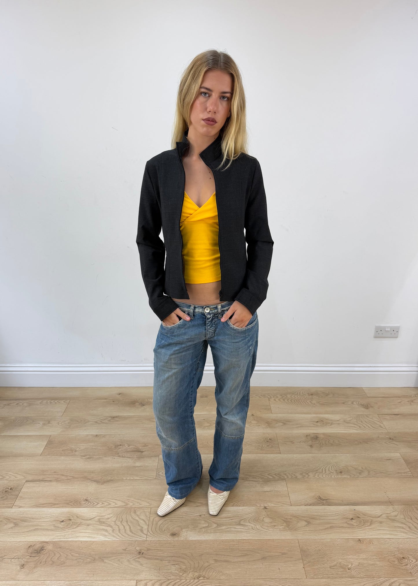 small black motivi fitted zip jacket image 7