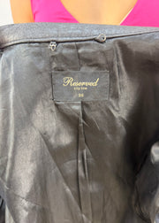 small black reserved faux leather high neck jacket image 5