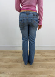small blue Fresh Made denim jeans back view
