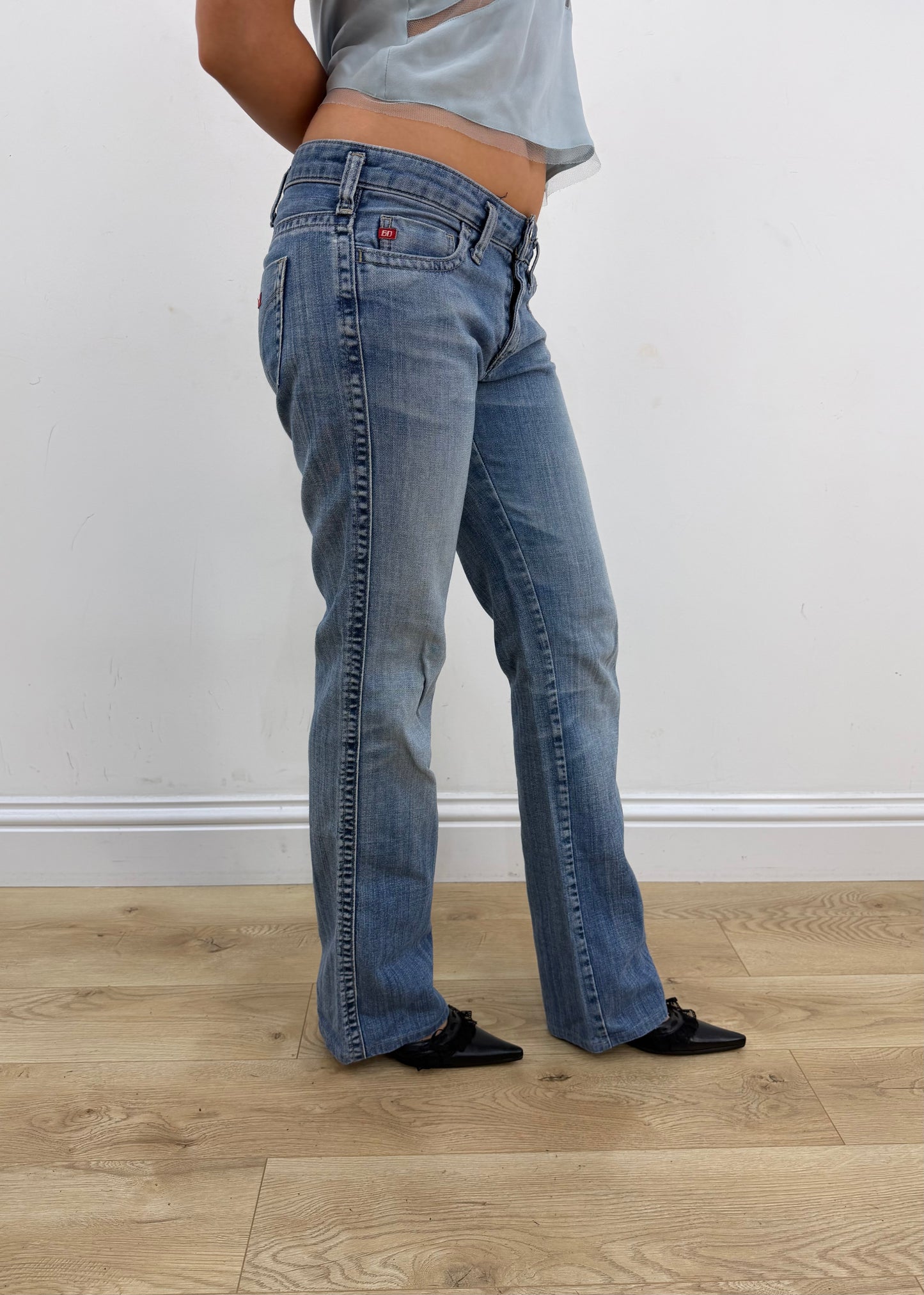 small blue Miss Sixty denim jeans opposite side view
