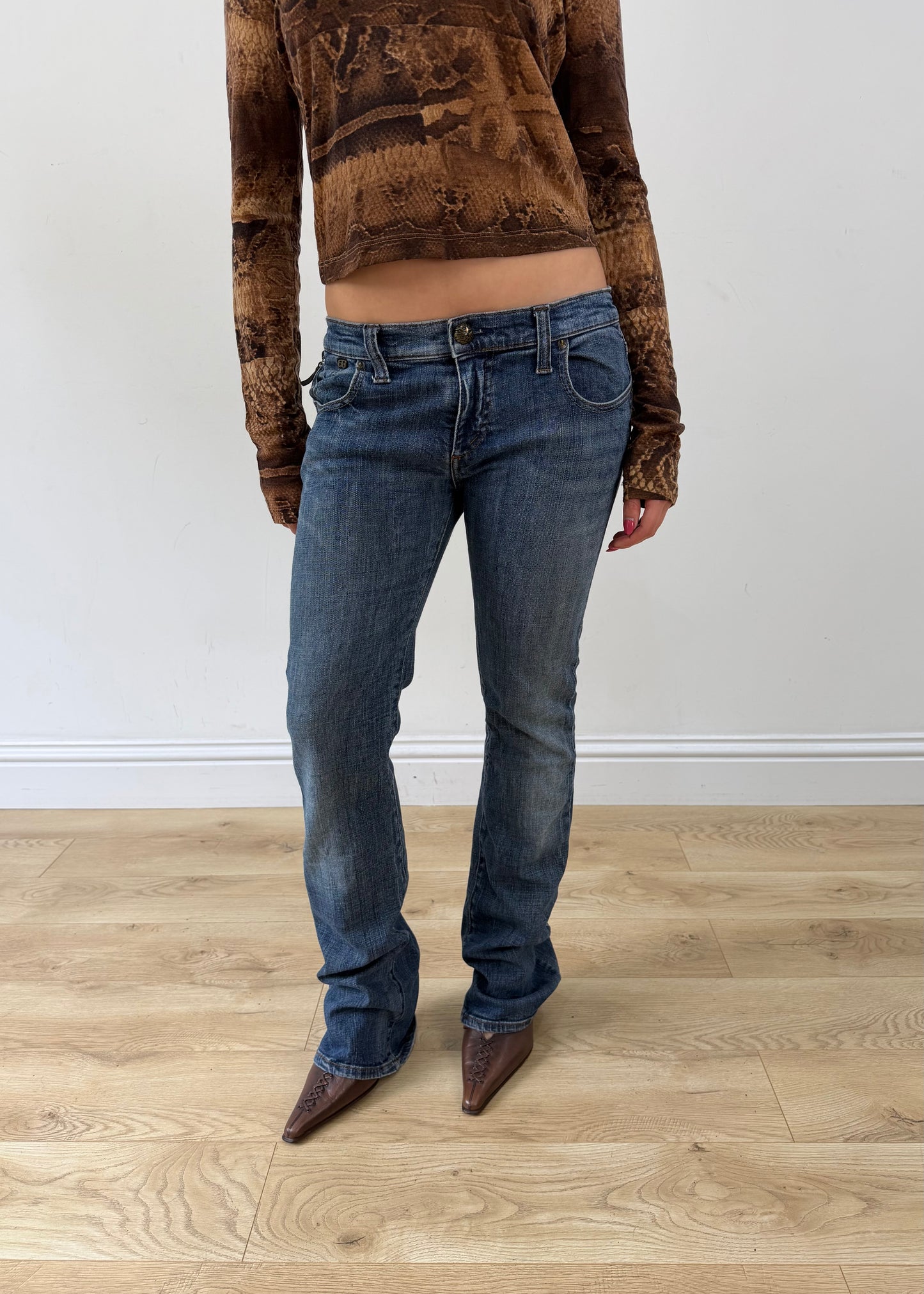 small blue Miss Sixty jeans close front view