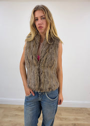 small brown faux fur gilet image 3