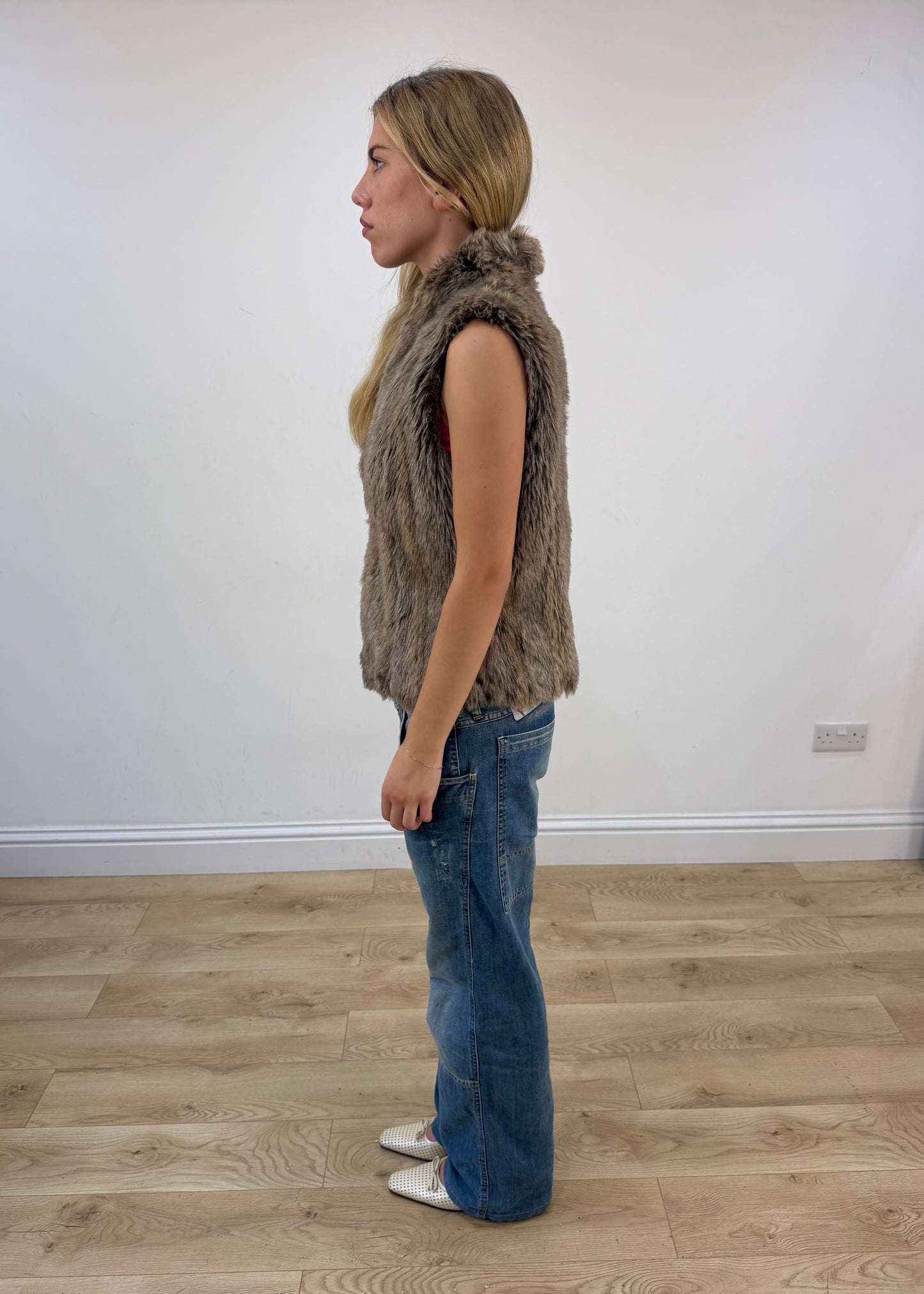 small brown faux fur gilet image 6