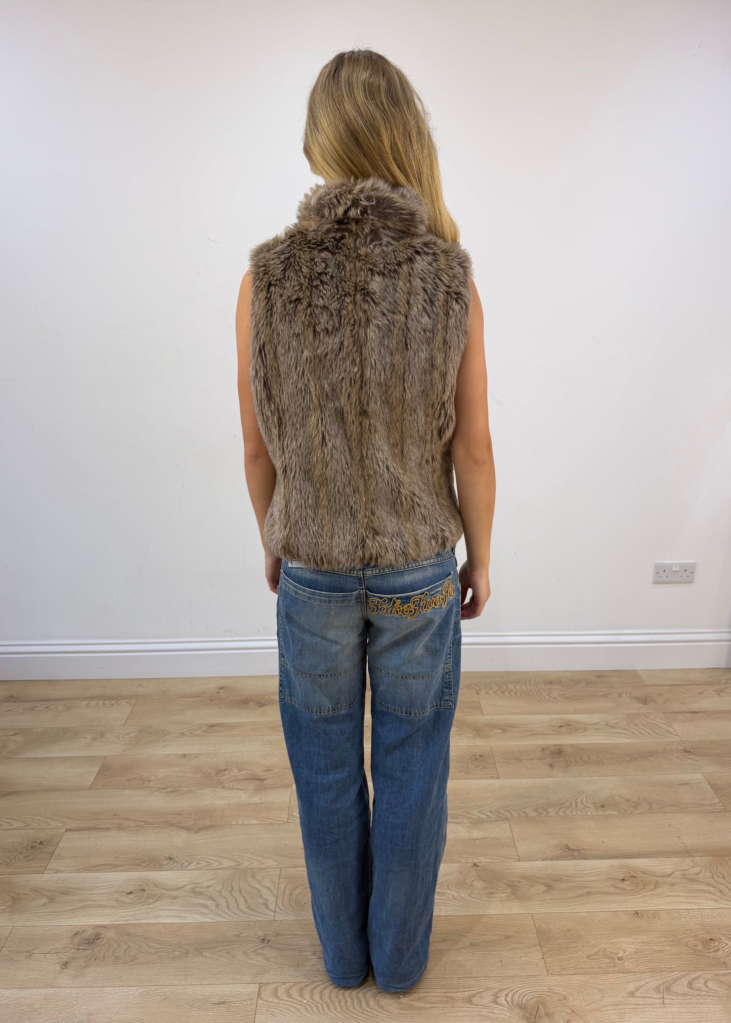small brown faux fur gilet image 8