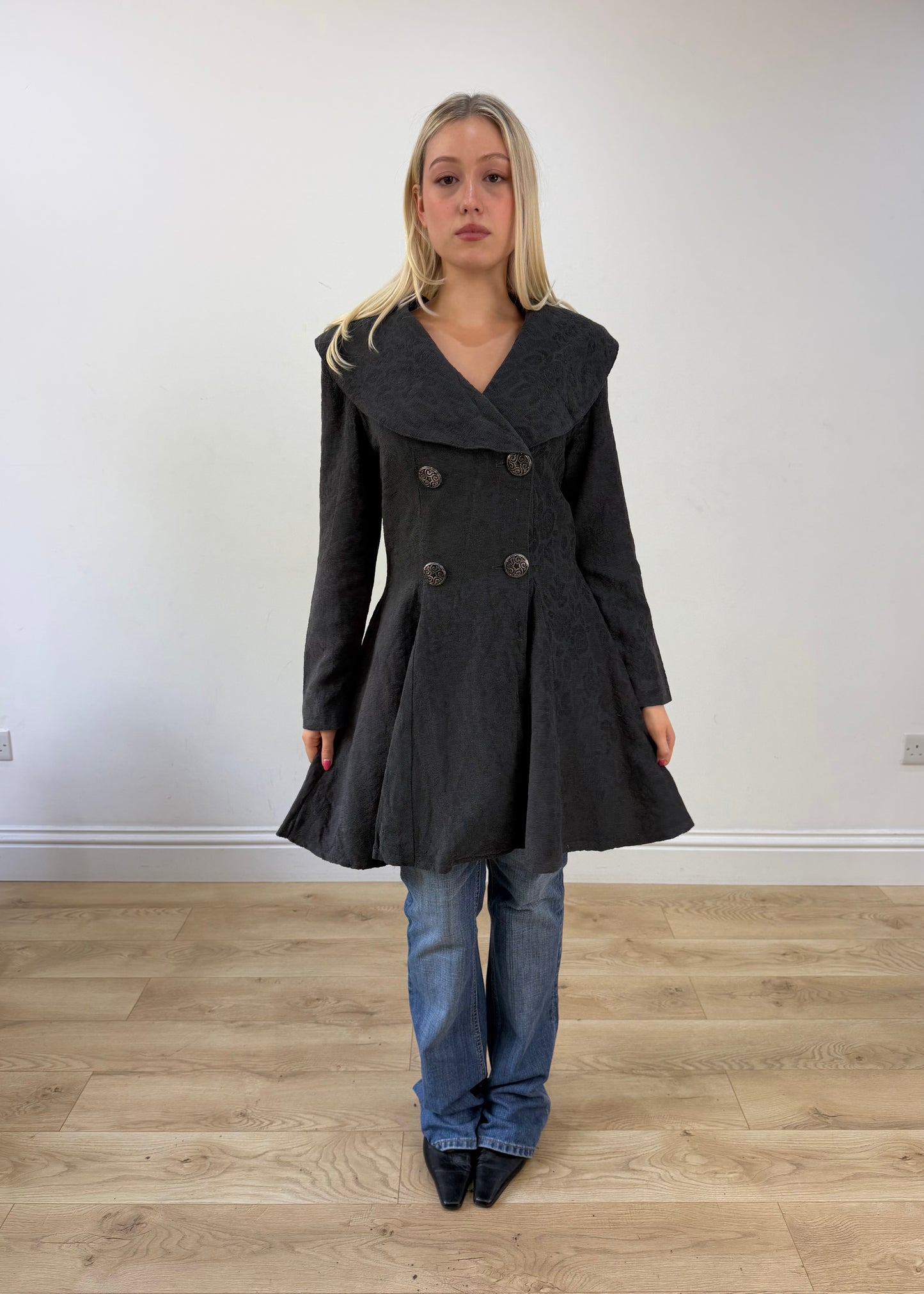 small grey nicowa flared coat image 1