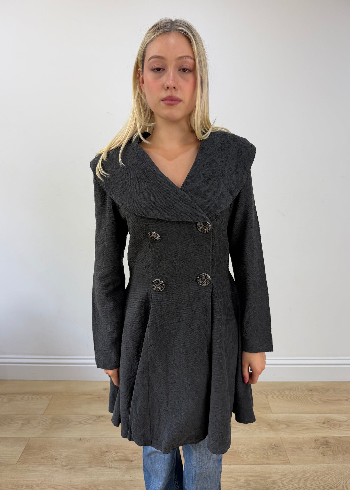 small grey nicowa flared coat image 3
