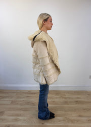 small/medium cream faux fur hooded jacket 5
