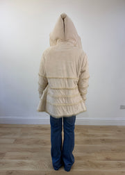 small/medium cream faux fur hooded jacket 7