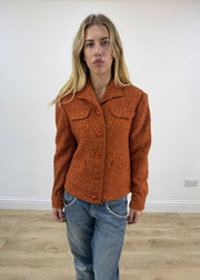small orange borgofiori tweed jacket close front