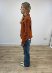 small orange borgofiori tweed jacket left side