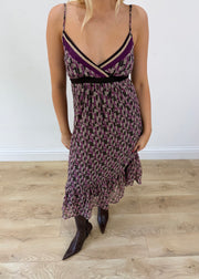 small purple and brown yessica midi dress aesthetic headless