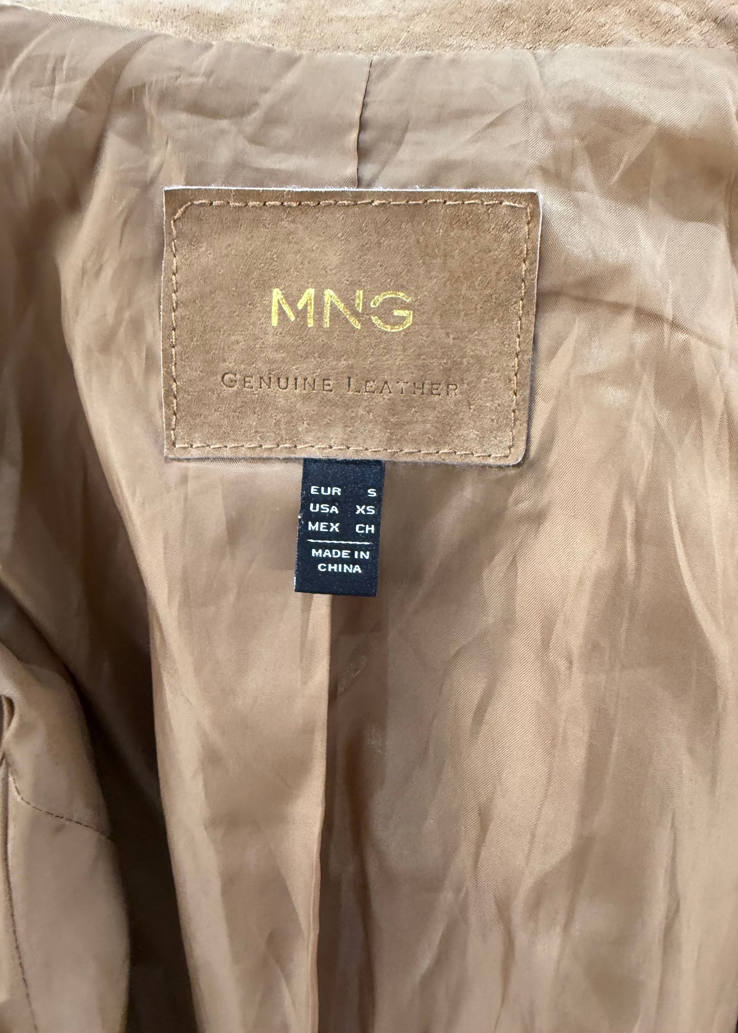 small tan mango leather asymmetric zip jacket image 5