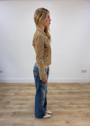small tan mango leather asymmetric zip jacket image 7