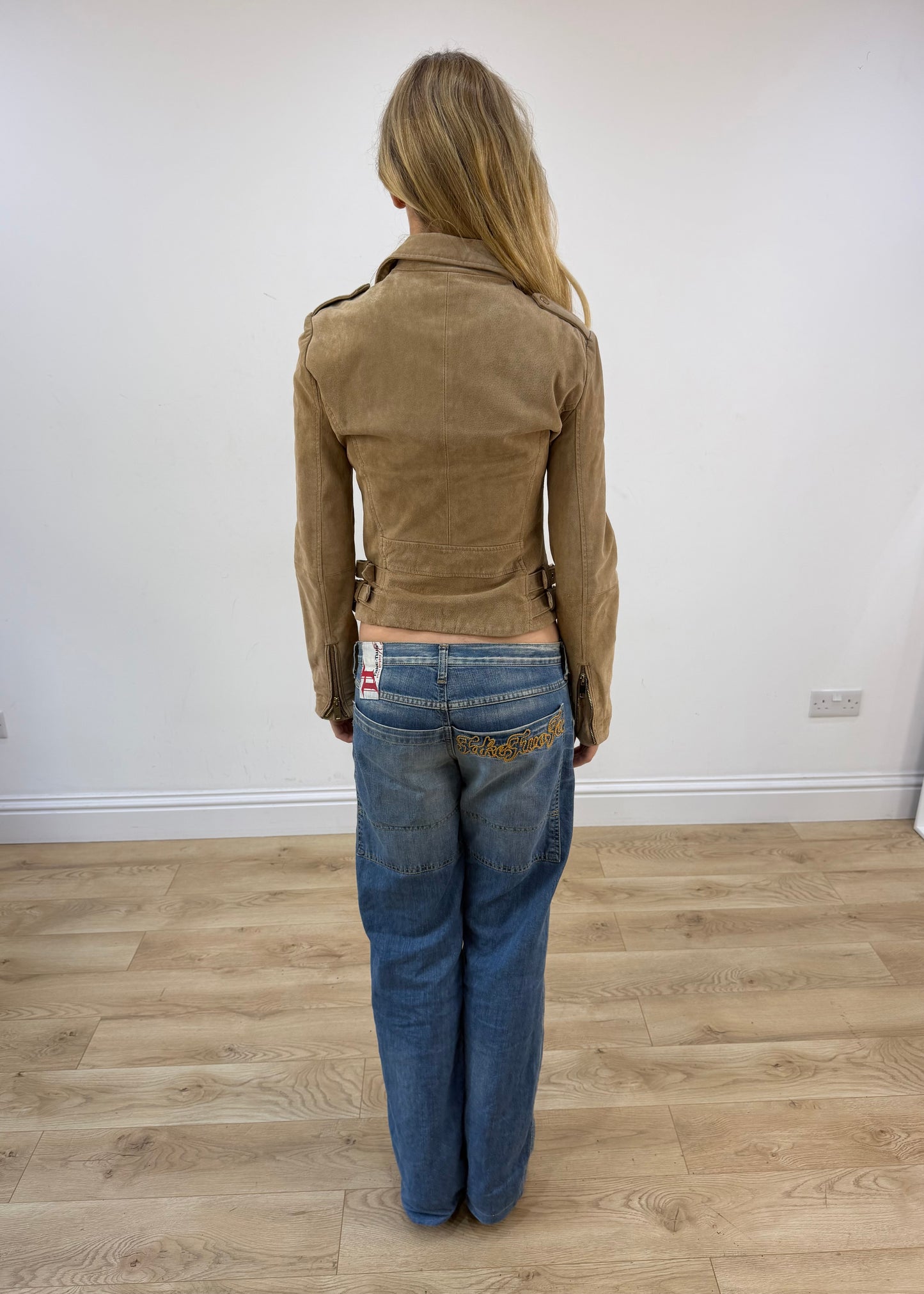 small tan mango leather asymmetric zip jacket image 8