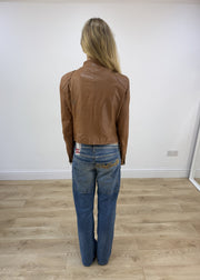 small tan vera pelle leather jacket back