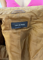 small tan zara faux leather jacket label