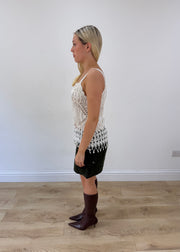small white crochet short sleeve top side