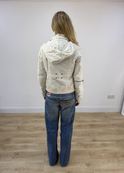 small white pepe jeans hooded jacket back